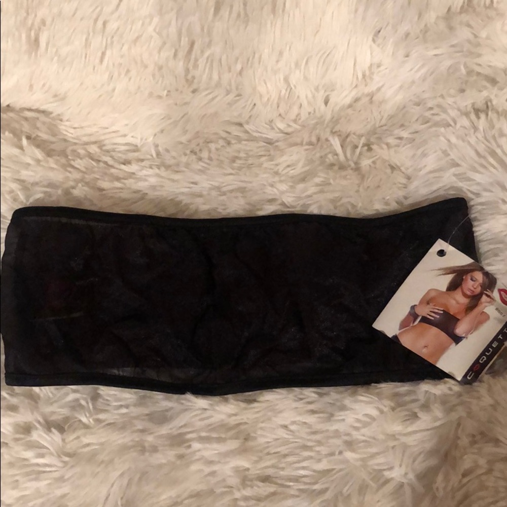 Black sheer crop top tube top